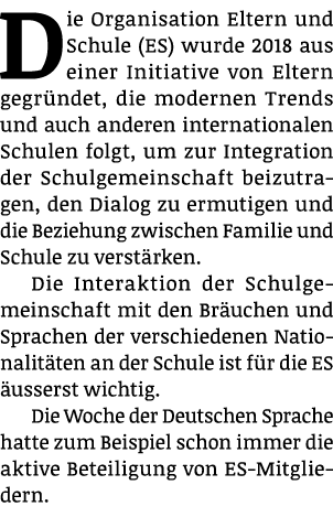 Die Organisation Eltern und Schule (ES) wurde 2018 aus einer Initiative von Eltern gegr ndet, die modernen Trends und...